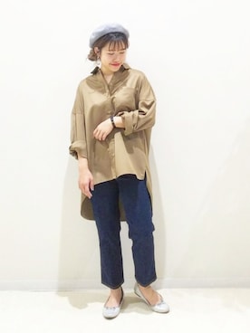 「Wrangler」｜「アイテム（チュニック）」を使った、momiさん（レディース・154cm）の秋コーディネート