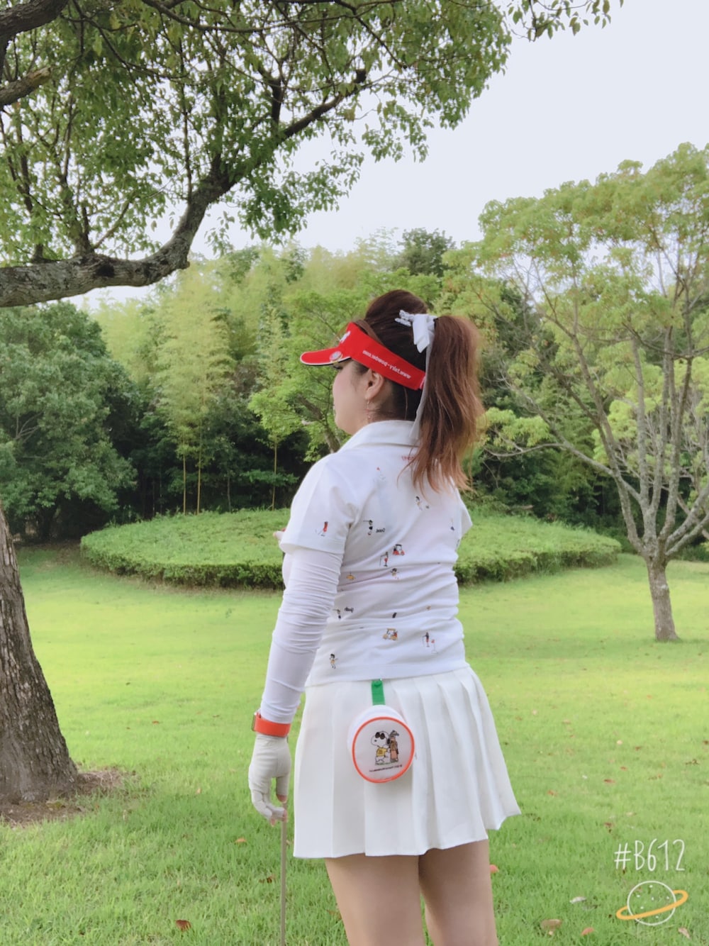 「夏、低身長、ゴルフ、ゴルフウェア、ゴルフ場、ゴルフ女子、ゴルフコーデ」｜「LE COQのアイテム（ゴルフグッズ、ホワイト系）」を使った、あっこちんさん（レディース・152cm）の夏コーディネートの1枚目の写真