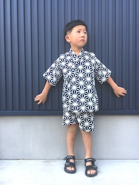 「息子コーデ」｜「アイテム（浴衣）」を使った、すけ☺︎さん（キッズ・110cm）の夏コーディネート