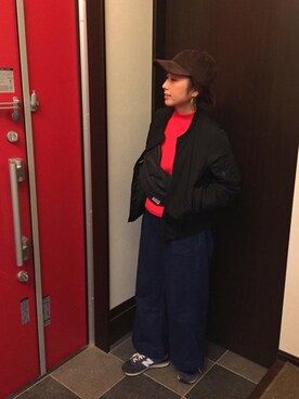 「URBAN RESEARCH（アーバンリサーチ）のアイテム（MA-1）」を使った、ゆんはるさん（レディース・154cm）の冬コーディネート