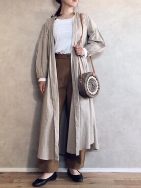 「ラウンドバッグ」｜「アイテム（ワンピース/ドレス）」を使った、Atsukoさん（レディース・155cm）の春コーディネート