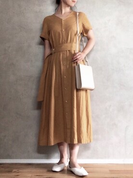 「Simplicite（サンプリシテ）のアイテム（ワンピース/ドレス）」を使った、Atsukoさん（レディース・155cm）の春コーディネート
