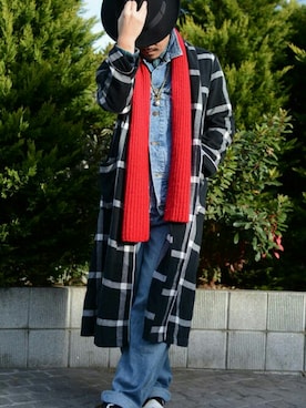 「ガウン」｜「アイテム（オールインワン・サロペット）」を使った、(jeudi)さん（メンズ・170cm）の冬コーディネート