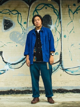 「POINTER（ポインター ）のアイテム（その他シューズ）」を使った、Issueさん（メンズ・176cm）の秋コーディネート