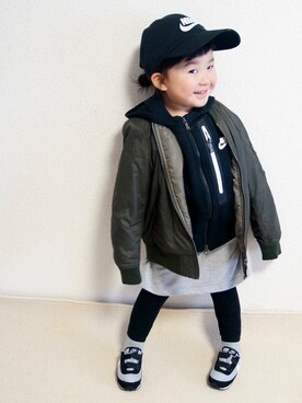 「nikeコーデ」｜「アイテム（帽子）」を使った、mqk1ansn  さん（キッズ・100cm）の冬コーディネート
