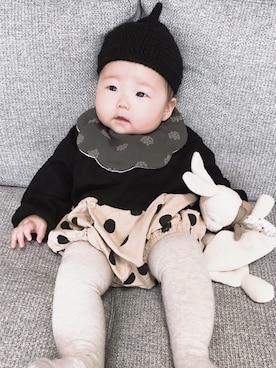 「H&M（エイチ・アンド・エム）のアイテム（タイツ/ストッキング）」を使った、りほちさん（キッズ・60cm）の秋コーディネート