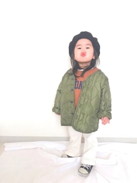 「devirock（デビロック）の全20柄 プリント半袖Tシャツ（Tシャツ/カットソー）」を使った、Ruu...さん（キッズ・80cm）の春コーディネート