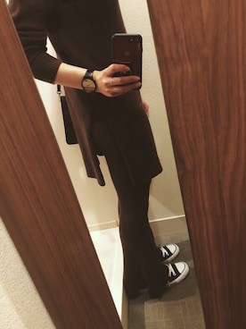 「AZUL by moussy（アズールバイマウジー）のアイテム（その他パンツ、ブラウン系）」を使った、aym218さん（レディース・157cm）の秋コーディネート