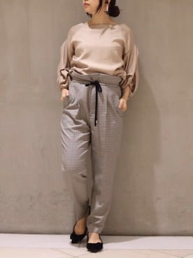 「チドリ柄」｜「アイテム（パンプス）」を使った、Chie Ikeharaさん（レディース・157cm）の冬コーディネート