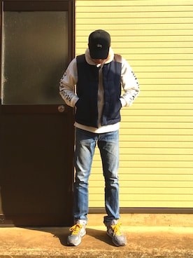 「GLOBAL WORK（グローバルワーク）のアイテム（ダウンベスト）」を使った、ないやさん（メンズ・172cm）の春コーディネート