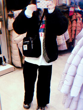 「AS KNOW AS PINKY（アズノゥアズピンキー）のアイテム（ブルゾン）」を使った、MOGさん（レディース・156cm）の冬コーディネート