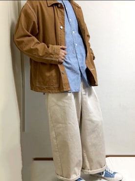 「部屋撮り」｜「アイテム（カバーオール）」を使った、share0809さん（メンズ・167cm）の春コーディネート