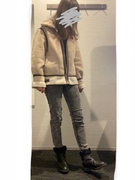 「クラッシュデニム」｜「アイテム（その他アウター）」を使った、ふふさん（レディース・165cm）の冬コーディネート
