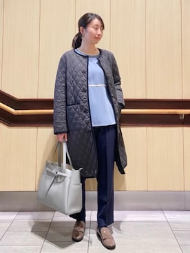 「ビジネス」｜「アイテム（ノーカラーコート）」を使った、tokutake_hさん（レディース・158cm）の冬コーディネート