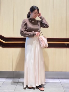 「ニット/セーター」｜「アイテム（ノーカラーコート）」を使った、tokutake_hさん（レディース・158cm）の冬コーディネート