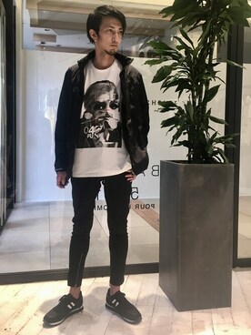 「コラボレーション」｜「アイテム（ブルゾン）」を使った、HIRO-Tさん（メンズ・178cm）の春コーディネート