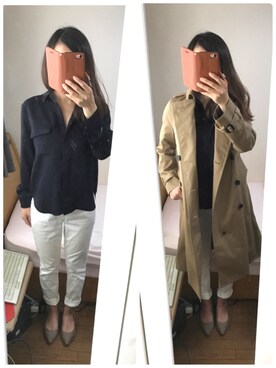 「HYKE（ハイク）の＜HYKE（ハイク）＞トレンチ コート■■■（トレンチコート）」を使った、saya.♡さん（レディース・156cm）の春コーディネート