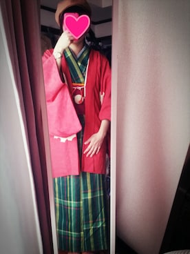 「アイテム（浴衣、グリーン系）」を使った、なごみんさん（レディース・160cm）の冬コーディネート