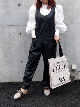 「レザーサロペット」｜keimm0120さん（レディース・162cm）の春コーディネート