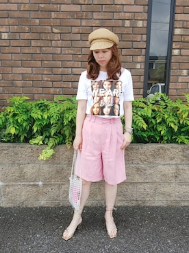 「ビーズバッグ」｜「アイテム（帽子）」を使った、keimm0120さん（レディース・162cm）の夏コーディネート