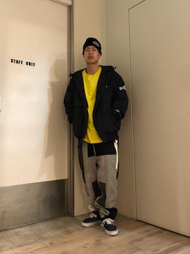「XLARGE（エクストララージ）のアイテム（ナイロンジャケット）」を使った、山口 聖矢さん（メンズ・175cm）の秋コーディネート