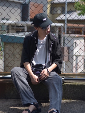 「unrelaxing（アンリラクシング）のアイテム（キャップ）」を使った、Uuuさん（メンズ・181cm）の夏コーディネート