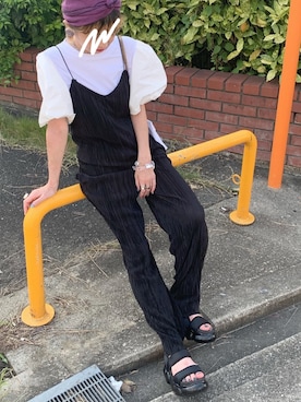 「プリーツ」｜「アイテム（サロペット/オーバーオール）」を使った、yukari_riraさん（レディース・155cm）の夏コーディネート