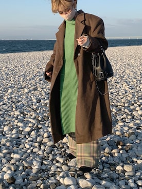 「アイテム（チェスターコート）」を使った、yukari_riraさん（レディース・155cm・30代）の冬コーディネート