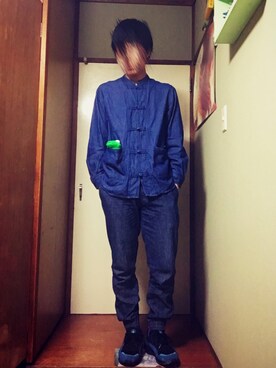 「アイテム（おもちゃ、グリーン系）」を使った、さかなさん（メンズ・175cm）の冬コーディネート