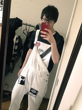 「KINGLYMASKのアイテム（Tシャツ/カットソー、ブラック系）」を使った、X_X.さん（メンズ・160cm）の夏コーディネート