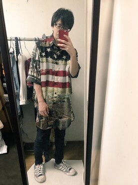 「KINGLYMASKのアイテム（シャツ/ブラウス、その他）」を使った、X_X.さん（メンズ・160cm）の夏コーディネート