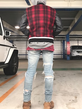 「サンローランパリ」｜「アイテム（ブルゾン）」を使った、YONEMACOさん（メンズ・170cm）の冬コーディネート