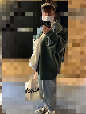 「古着女子」｜「アイテム（スリッポン）」を使った、🐶さん（レディース・155cm）の冬コーディネート