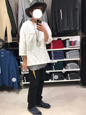 「JUNRED（ジュンレッド）のアイテム（サンダル）」を使った、RYOさん（メンズ・167cm）の夏コーディネート