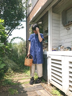 「L.H.P（エルエイチピー）のアイテム（サンダル）」を使った、さくらんぼさん（レディース・160cm）の夏コーディネート