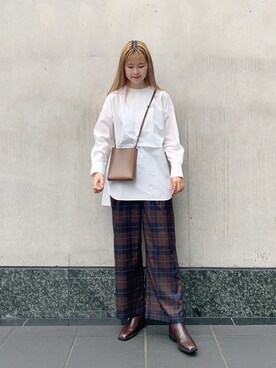 「LOWRYS FARM（ローリーズファーム）のバックスリットドレスシャツ　895051（シャツ/ブラウス）」を使った、ゆーかっちさん（レディース・172cm）の秋コーディネート
