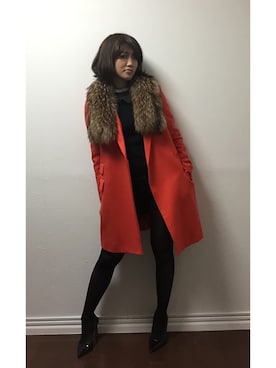 「海外系ファッション」｜「アイテム（ステンカラーコート）」を使った、jima tsumugiさん（レディース・164cm）の冬コーディネート
