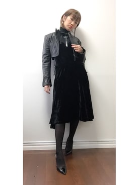 「alexanderwang（アレキサンダーワン）のアイテム（ライダースジャケット）」を使った、jima tsumugiさん（レディース・164cm）の春コーディネート