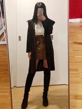 「STUART WEITZMAN（スチュアートワイツマン）のアイテム（ブーツ、ブラック系）」を使った、fish_soupさん（レディース）の秋コーディネート