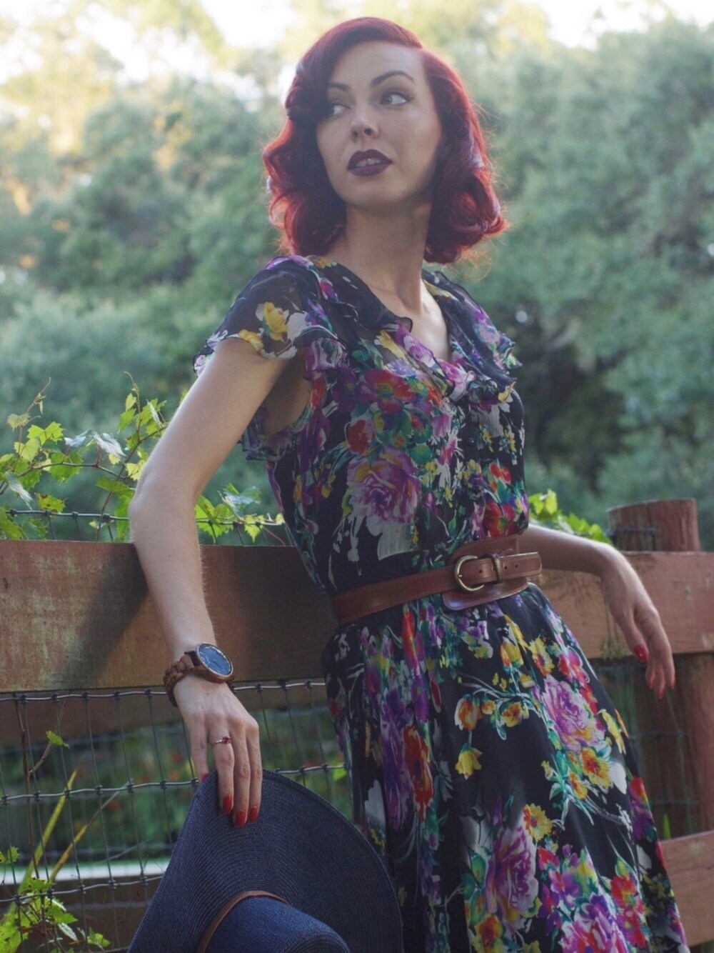 「summer、floral、dress、vintage、ootd、belt、watch、elegant、maxidress、casual」｜「RALPH LAURENのアイテム（ドレス、その他）」を使った、Jesse Sageさん（レディース・178cm）の夏コーディネートの1枚目の写真