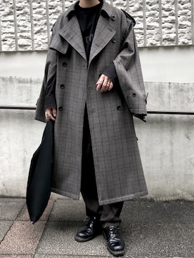 「stein」｜「アイテム（トレンチコート）」を使った、Syuさん（メンズ・174cm）の秋コーディネート