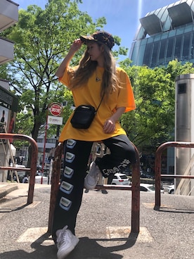 「LONELY/論理（ロンリー）のアイテム（帽子）」を使った、タニ  リオナさん（レディース・161cm）の春コーディネート