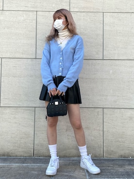 「Ctr1（コントロール）のCtr1/コントロール/ショートカーディガン（ニット/セーター）」を使った、タニ  リオナさん（レディース・161cm）の冬コーディネート