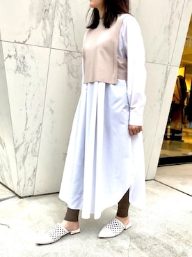 ショートニットロングシャツワンピースを使った人気ファッションコーディネート Wear