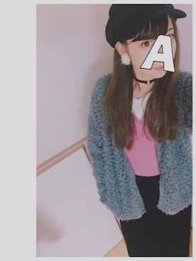 「フユコーデ」｜「アイテム（キャスケット）」を使った、a m i ︎☺︎さん（レディース・153cm）の冬コーディネート