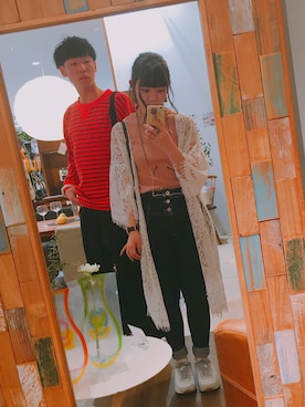 「カップル」｜「アイテム（その他アウター）」を使った、a m i ︎☺︎さん（レディース・153cm）の春コーディネート