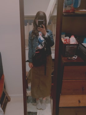 「MILKFED.」｜「アイテム（デニムジャケット）」を使った、a m i ︎☺︎さん（レディース・153cm）の春コーディネート