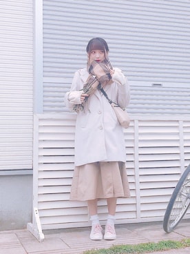 「SPINNS（スピンズ）のアイテム（マフラー）」を使った、しゅうかさん（レディース・155cm）の冬コーディネート