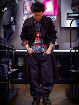 「DIESEL（ディーゼル）のアイテム（トレンチコート）」を使った、HIROKIさん（メンズ・166cm）の冬コーディネート