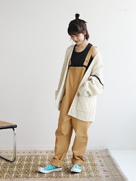 「SLOBE citron.（スローブシトロン）のアイテム（オールインワン・サロペット）」を使った、chihoさん（レディース・161cm）の秋コーディネート